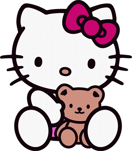 Hello Kitty, Art Illustrations - Hello Kitty Name Tag (439x500)