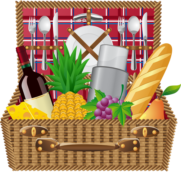 Picnic Basket Picnic Blanket And Basket Clip Art Info - Clipart Picnic Basket (600x572)