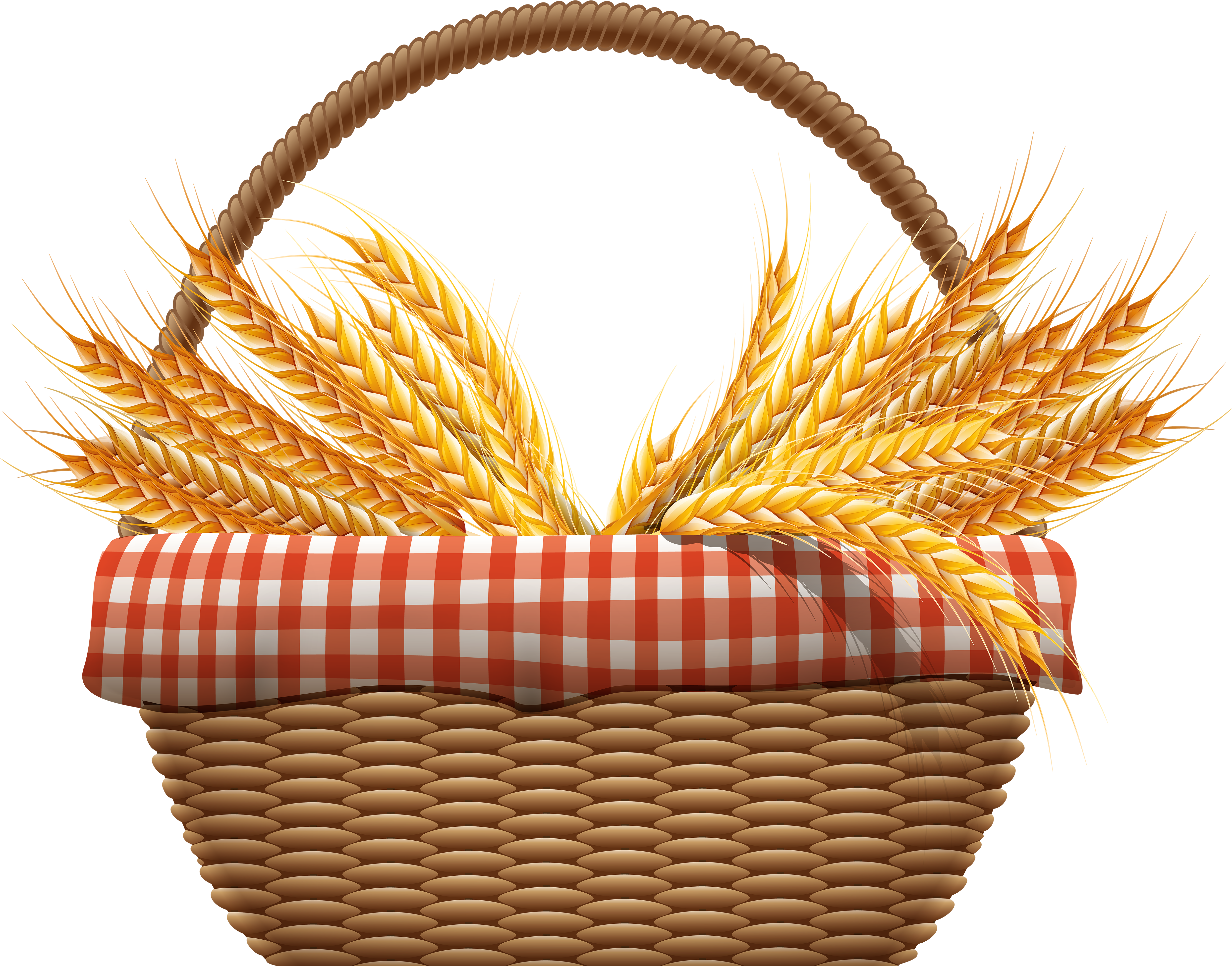 Autumn Basket With Wheat Png Clip Art Image - Wheat Png (5000x3966)