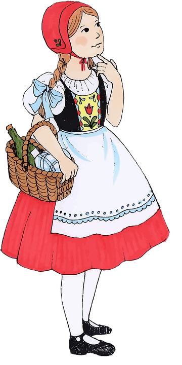 Vector Clip Art Of Woman Holding Basket With Food - Little Red Riding Hood (360x720)