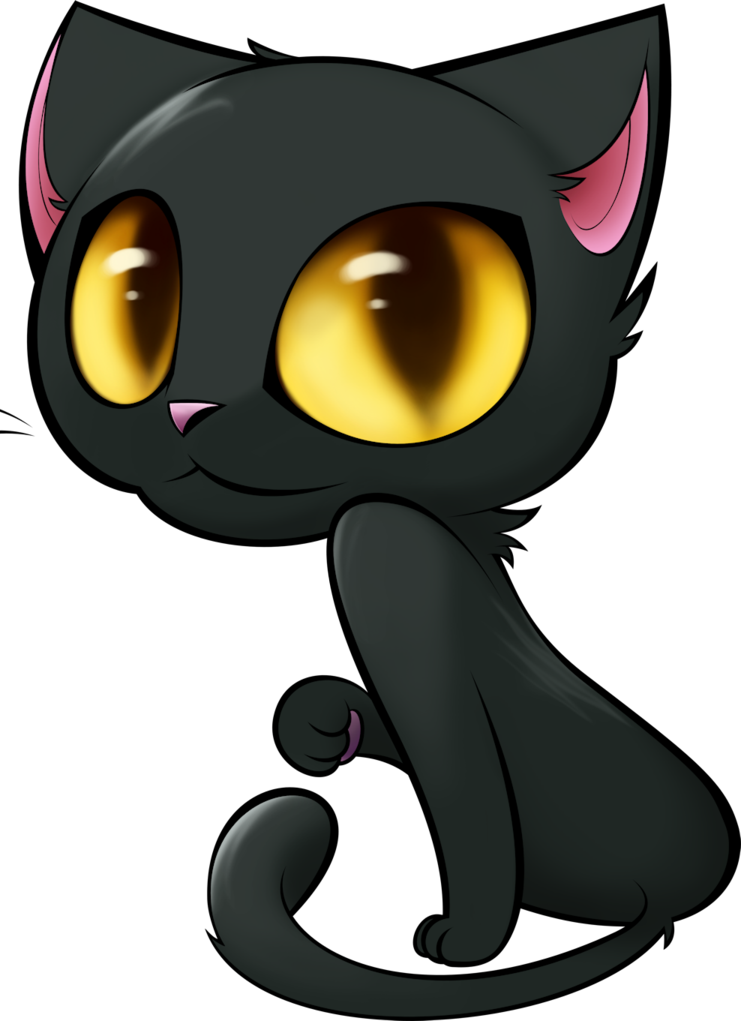 Black Cat Cartoon Kitten Clip Art - Black Cat Cartoon Kitten Clip Art (741x1021)