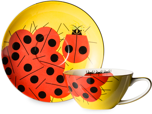 T2 Charley Harper Ladybug Cup And Saucer - Charley Harper Ladybug (555x555)