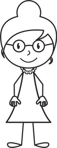 Girl With Bun And Glasses Rubber Stamp - Long Hair Stick Figure (232x599)