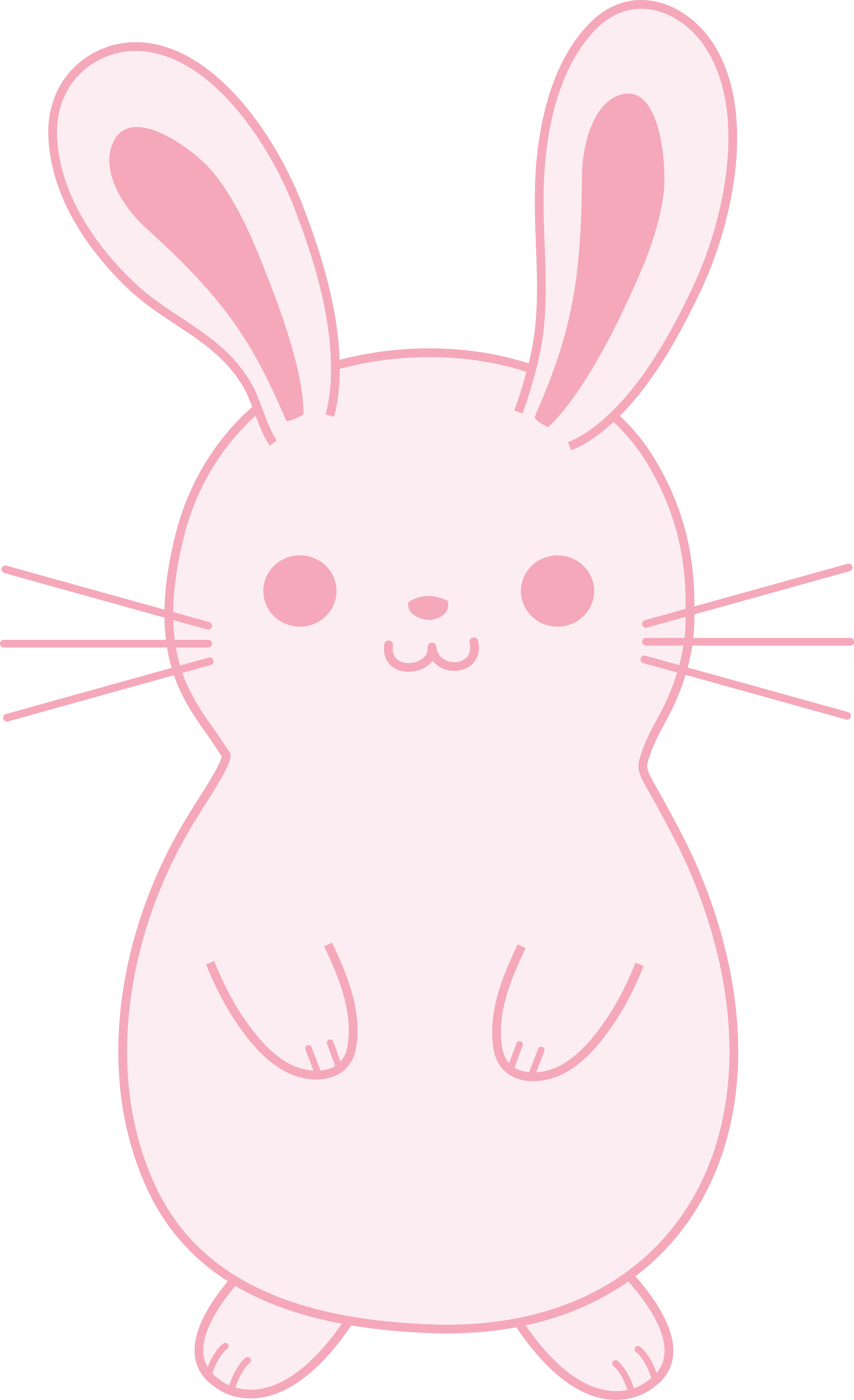 Cute Pink Easter Bunny - Rabbit Clip Art Black (3250x5328)