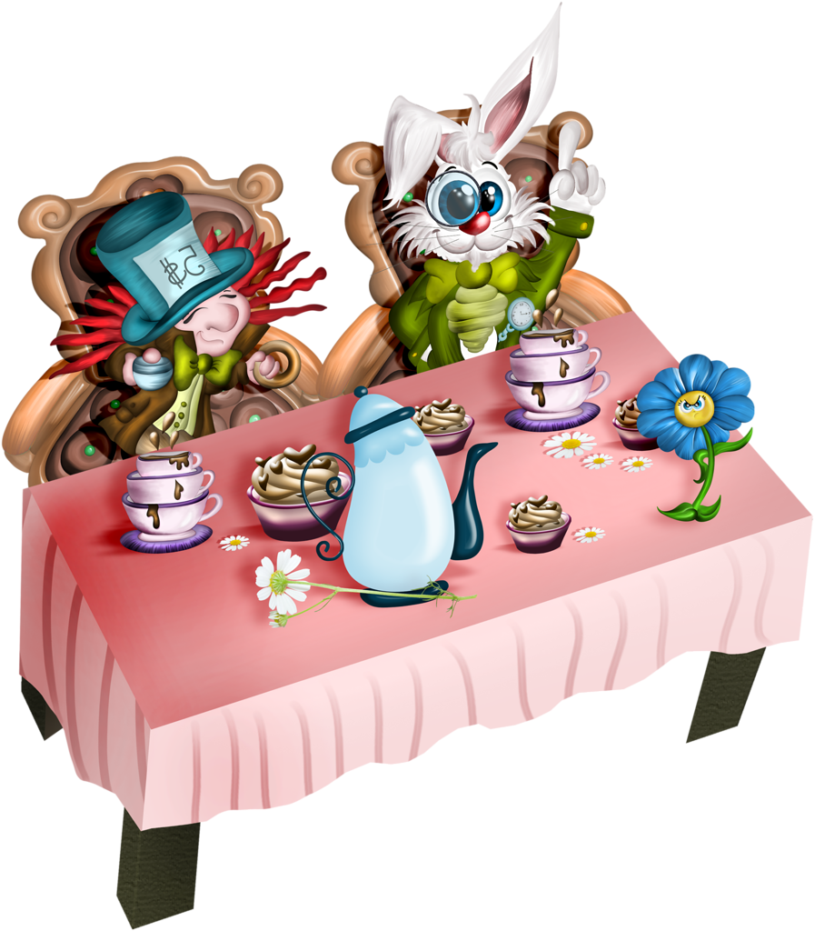 Alice In Wonderland Cartoon Characters All Images Are - Tea Party (897x1024)