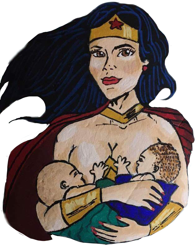 Breastfeeding Mom Wonderwoman Freetoedit - Mother (632x791)