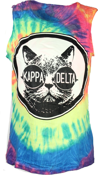 Kappa Delta Cat Tie Dye Tank By Adam Block Design - T-shirt (464x585)