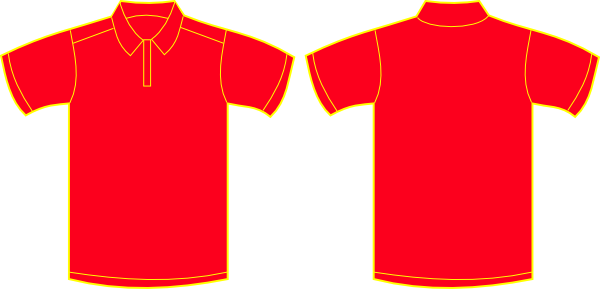 Red Polo Shirt Clipart - Red T Shirt Template (600x289)