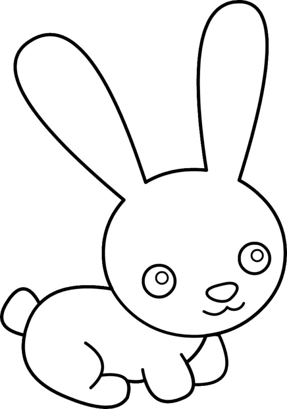 Clipart Of Rabbit - Cute Rabbit Cartoon Black And White (570x812)