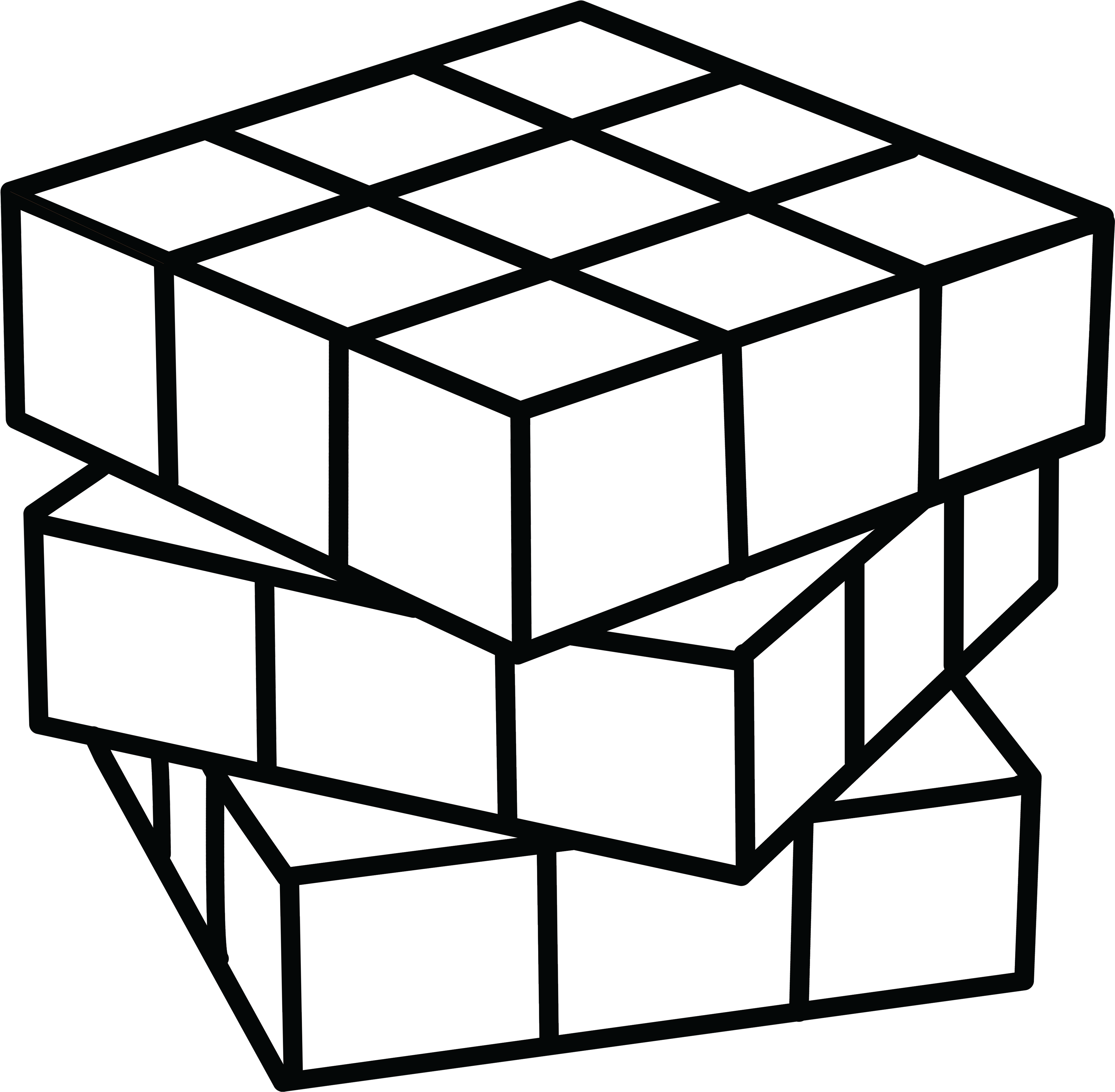 Toy Clipart Rubix Cube - Rubik's Cube Coloring Page (4542x4462)