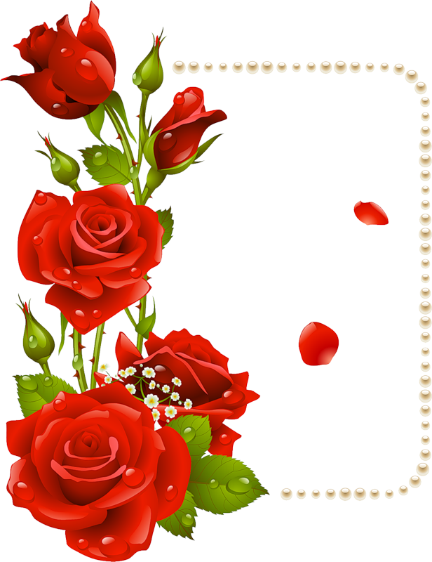 Red Flowers Frame Png Frame With Red Roses And - Frame Red Flowers Png (616x800)