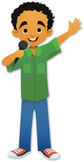 Boy Holding A Microphone - Kid Holding A Microphone Clipart (304x568)