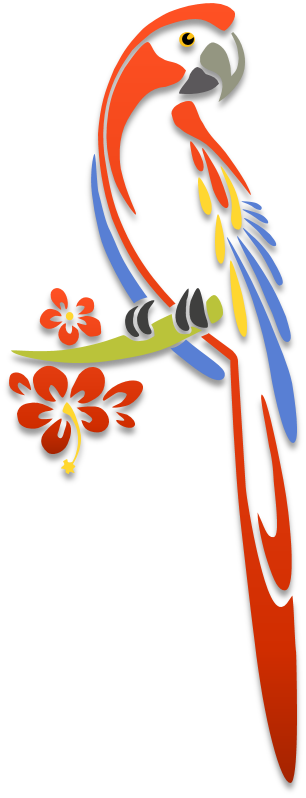 Birds Illustrations Art & Islamic Graphics - Black And White Cartoon Two Parrots (306x798)