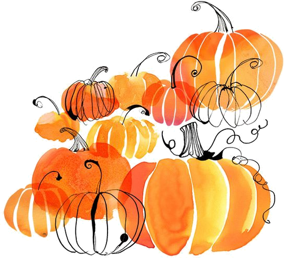 Pumpkin Art With Water Colors And A Sharpie - Pumpkin Artwork (571x514)