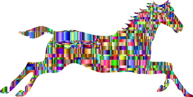 Bunte, Prismatische, Chromatisch - Horse Silhouette (675x340)