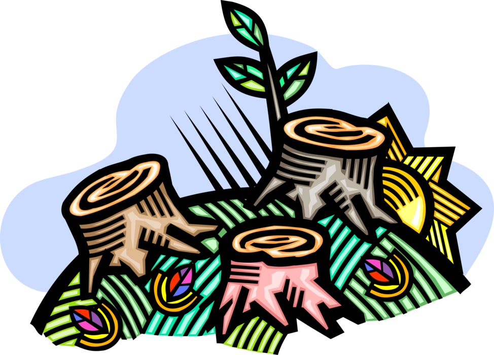 Vector Illustration Of Forestry Logging And Wood Processing - Forest (974x700)