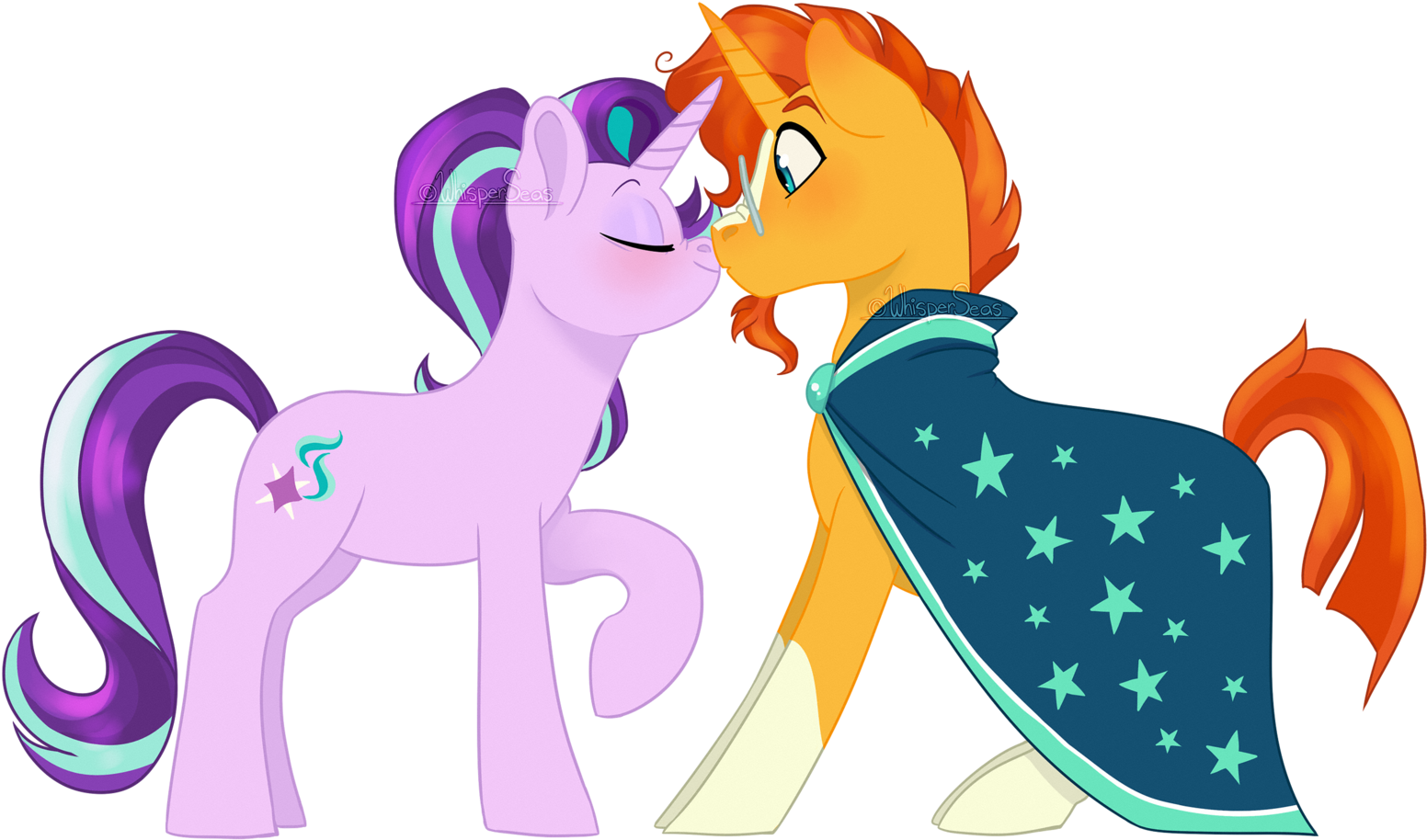 Whisperseas, Blushing, Kissing, Male, Safe, Shipping, - Cartoon (1600x1000)