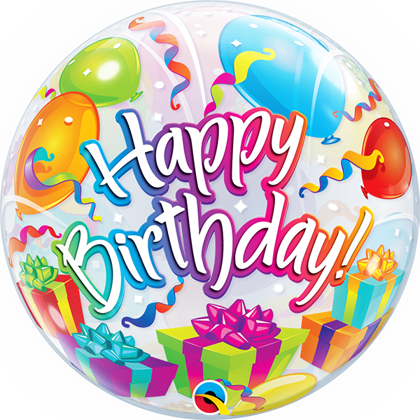 Happy Birthday Surprise Balloon - 22" Birthday Surprise Plastic Bubble Balloons - Mylar (600x600)