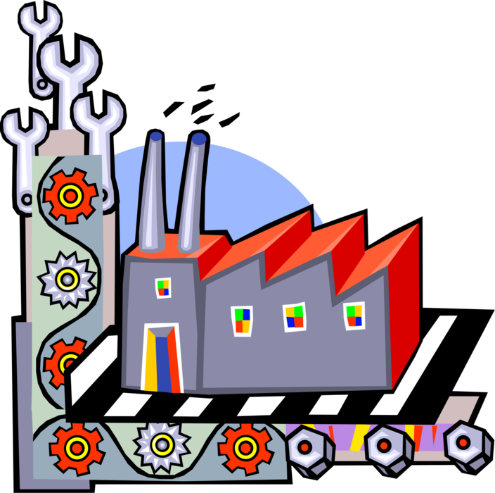 Vector Illustration Of Industrial Manufacturing Plant - Vector Illustration Of Industrial Manufacturing Plant (704x700)