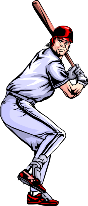 Vector Illustration Of American Pastime Sport Of Baseball - Clip Art Baseball Player Png (300x700)
