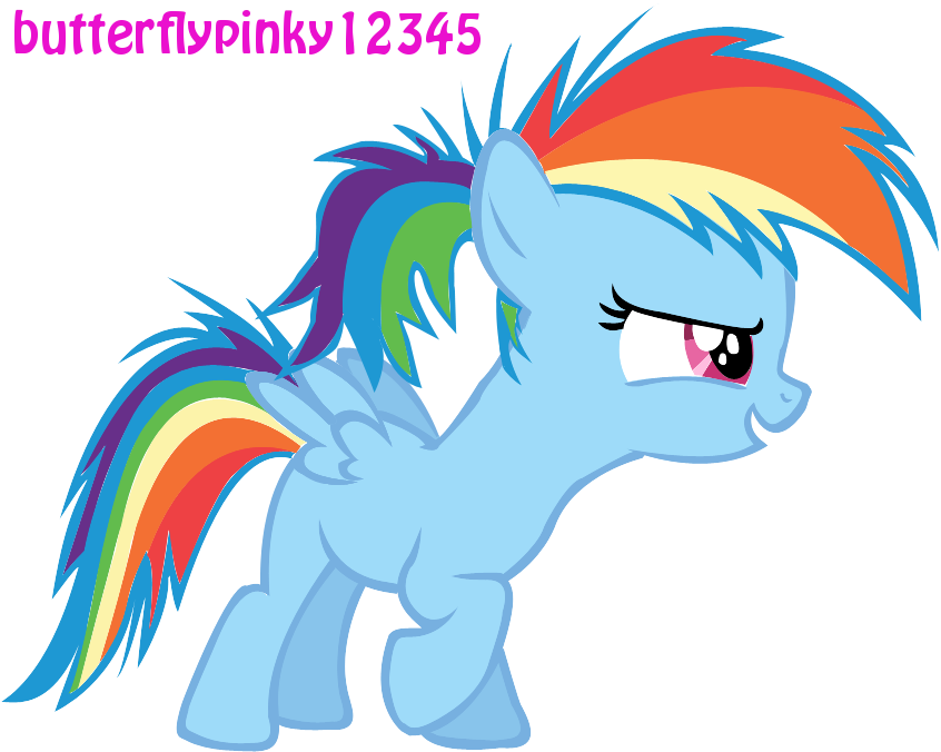 Rainbow Dash Filly With Ponytail By Butterflypinky12345 - Rainbow Dash In A Ponytail (846x676)