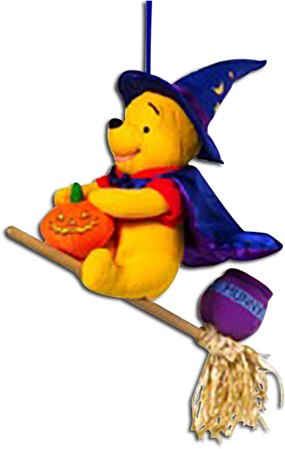 Winnie The Pooh Halloween Decoration Witch Broom Hanging - Winnie-the-pooh (442x650)