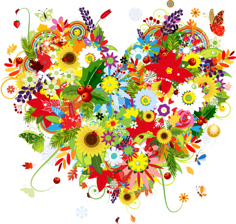 Flower Heart Drawing Clip Art - Hearts And Flowers Clip Art (800x759)