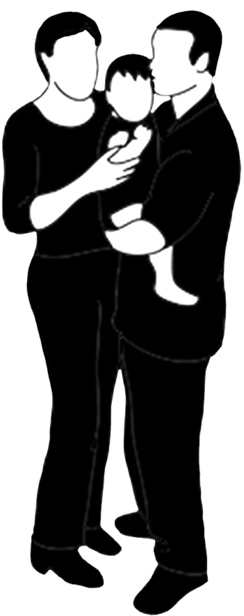 Parents Standing With Child - Silhouette (361x886)