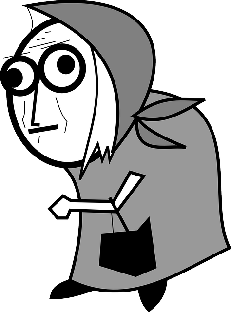 Person Woman, Old, Shopping, Person - Old Lady Clipart Black And White (474x640)