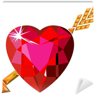 Red Ruby Heart Struck By Cupid Arrow Wall Mural • Pixers® - Ruby Heart (400x400)