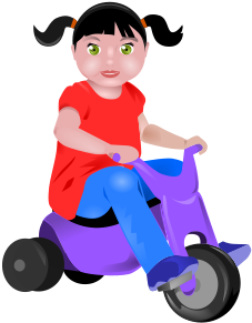 Toddler On Tricycle Clipart, Vector Clip Art Online, - Girl (637x900)