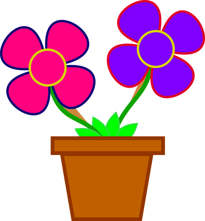 Spring Flowers Graphics 19, Buy Clip Art - Flower In A Pot Cartoon (668x720)