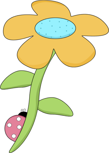 Yellow Spring Flower With A Ladybug Clip Art - My Cute Graphics Spring (350x493)