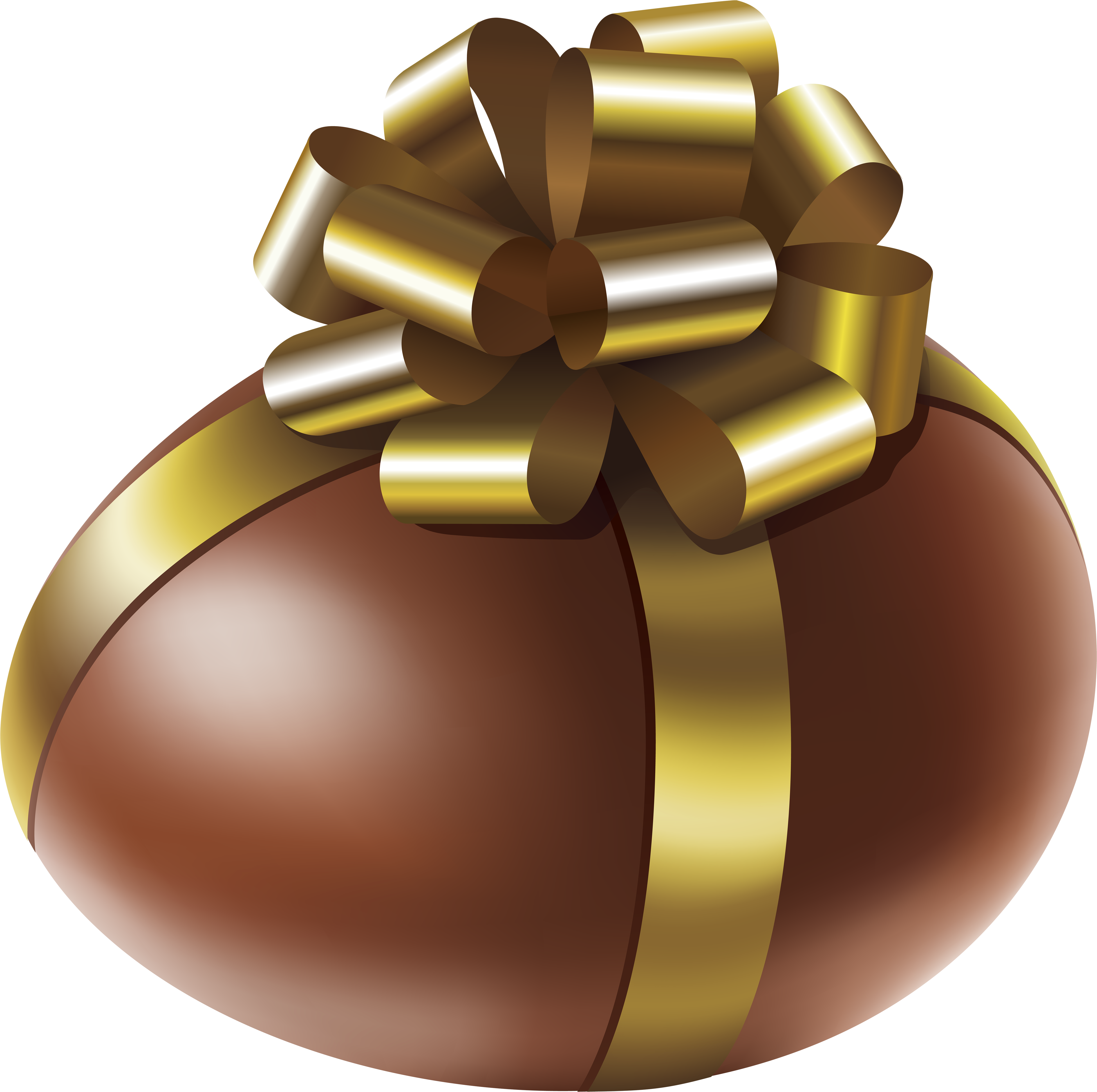 Easter Chocolate Egg With Gold Bow Transparent Png - Gold (5000x4967)