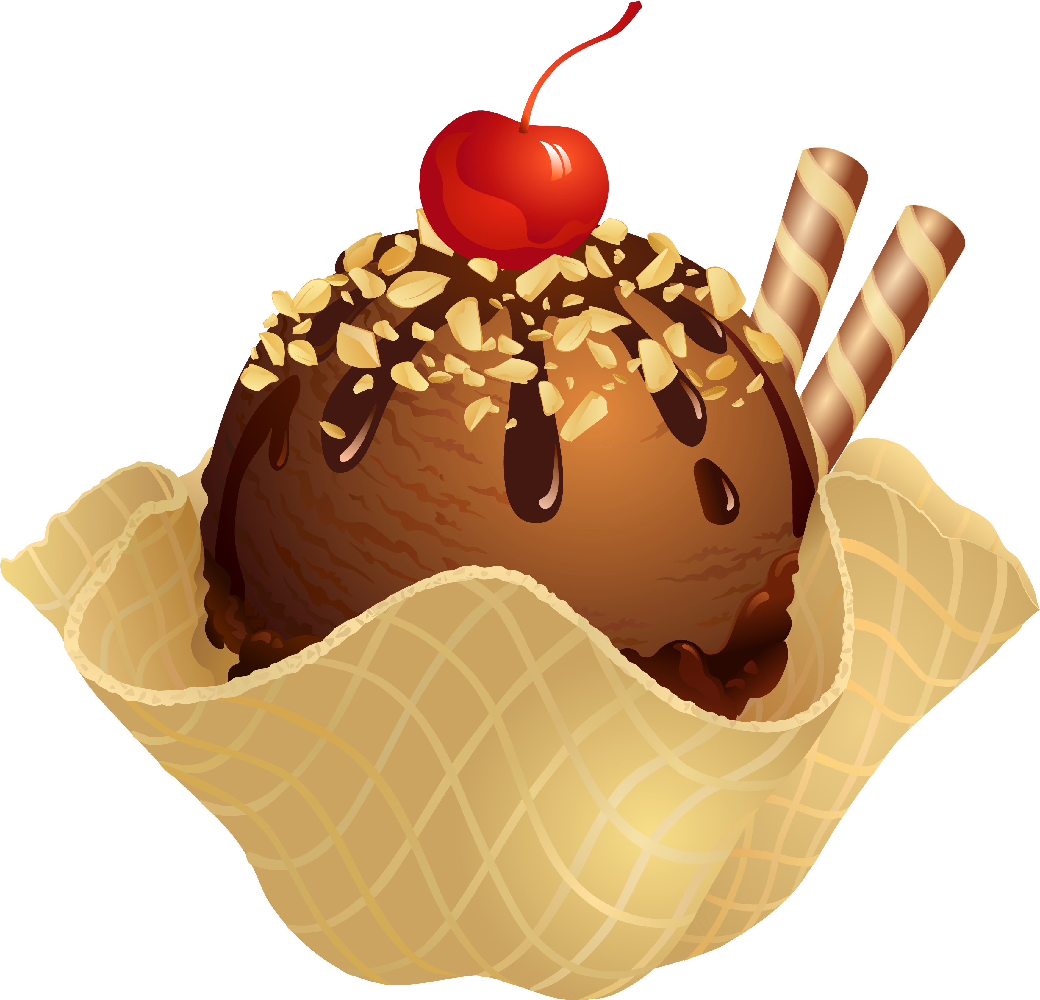 Transparent Chocolate Ice Cream Waffle Basket Png Picture - Chocolate Ice Cream Png (3614x3446)