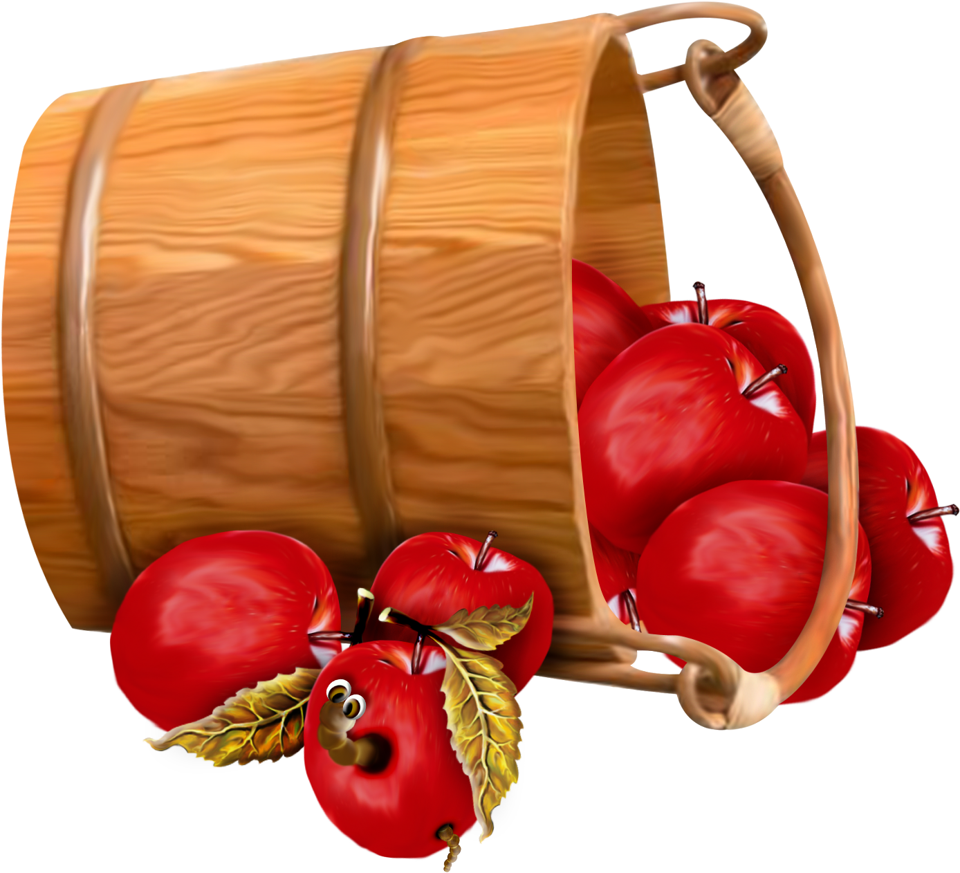 Bucket With Apples Transparent Clipart - Bucket Of Food Clipart (1800x1800)