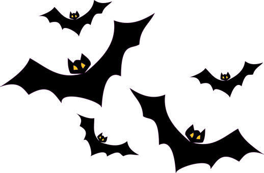Bats Flying Flight Halloween Black Birds M - Bats Clip Art (518x340)