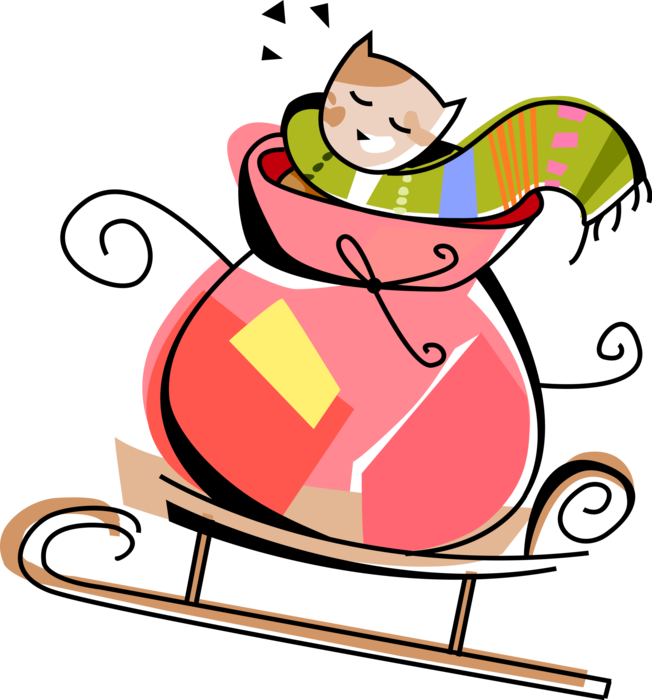 Vector Illustration Of Santa Claus Christmas Sleigh - Pumpkin (652x700)