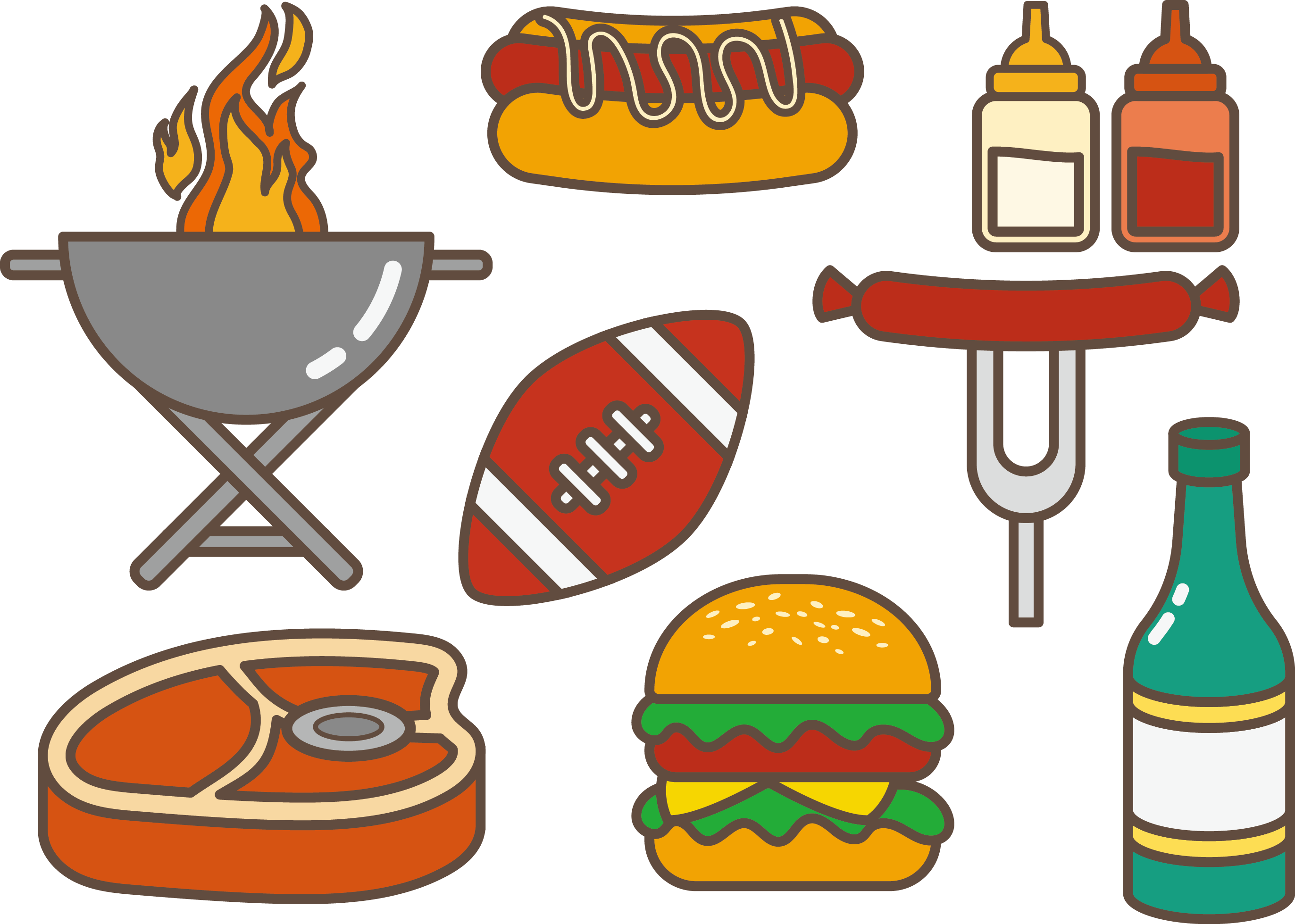 Tailgate Party Hamburger Hot Dog Barbecue Clip Art - Tailgate Food Drawing (2745x1959)