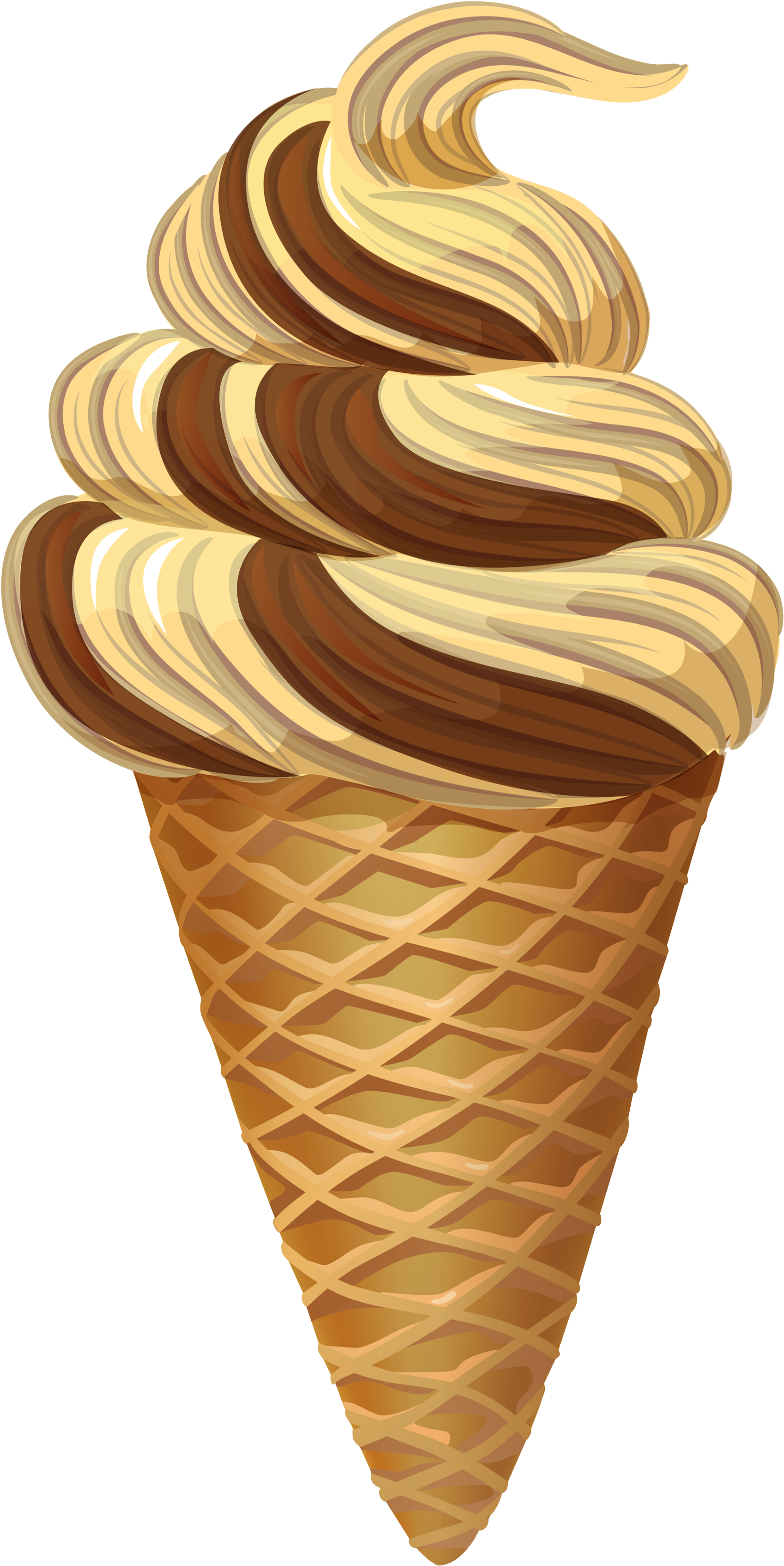 Chocolate Clipart Aiskrim - Caramel Ice Cream Cone (1856x3459)
