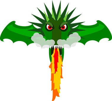 Dragon, Flying, Chinese, Animal, Asian - Animated Dragon Breathing Fire (379x340)