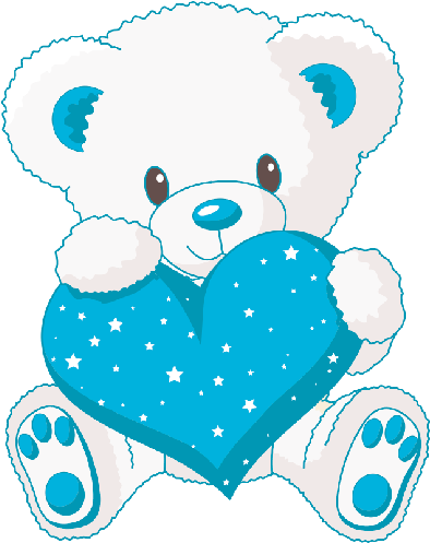 Cute White Baby Bear With Blue Love Heart - Cute Teddy Bears With Hearts (500x500)