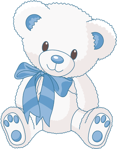 Cute White Bear Wearing-blue Scarf - Rond De Serviette Ourson (500x500)