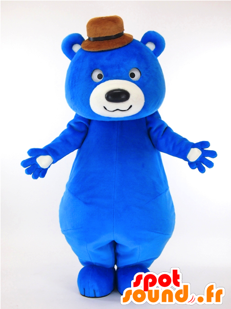 Mr Thick Mascot, Big Blue Teddy Bear With A Hat - Nottorin New Spotsound Masot Yuru-chara Green Man With (600x600)
