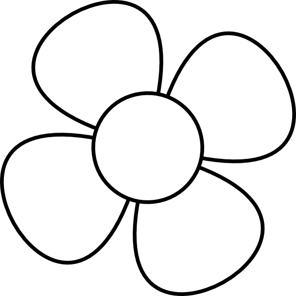 Flower Black - Flower Clipart Black And White (600x600)