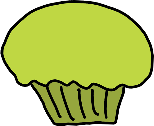 Black & White Clip Art Free, Black And White Cupcake - Green Cup Cake Transparent (508x423)