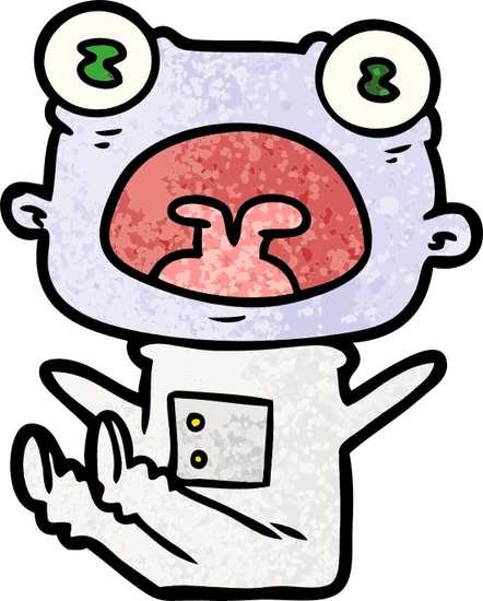 Cartoon Weird Alien Shouting - Caricature (442x550)