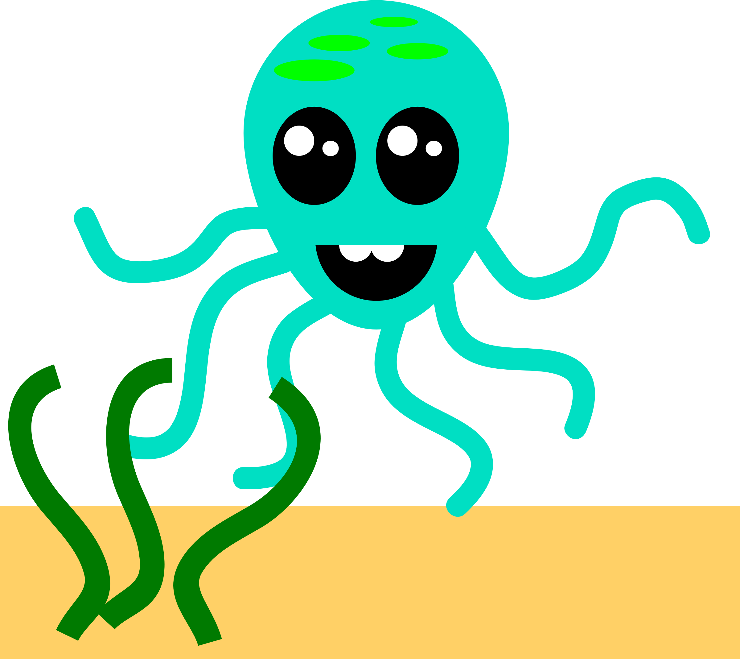 Polvo Verde Dos Desenhos Animados Com Tentáculos Camiseta (2400x2136)