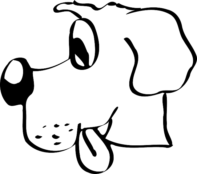 With Dog, Out, Tongue, Stuck, With - Outline Of A Dog (640x565)