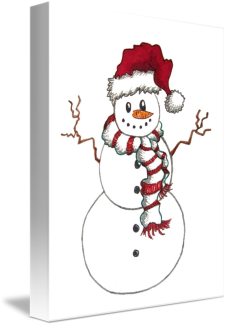 Snowman Mit Weihnachtsmannmütze Karte (452x650)